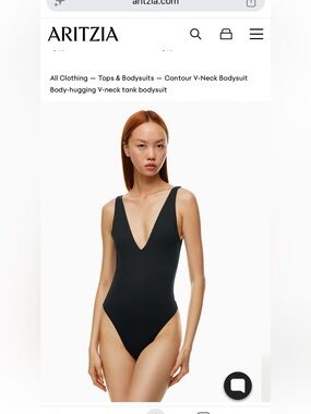 Babaton Black Contour V-Neck Bodysuit